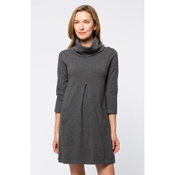 Tyler Boe Cashmere Blend Grey Knit Kim Sweater Dress Turtleneck Pockets XS - Picture 1 of 7